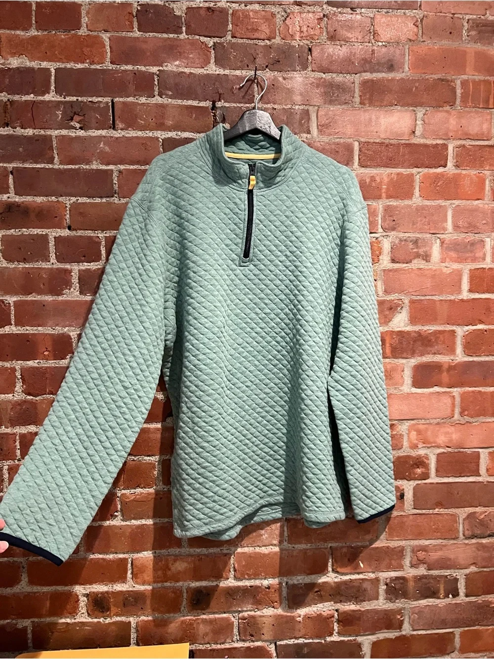 J. Crew Quilted Quarter-Zip Fleece Men's Size XL Heather Oregano Green